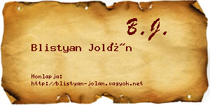 Blistyan Jolán névjegykártya